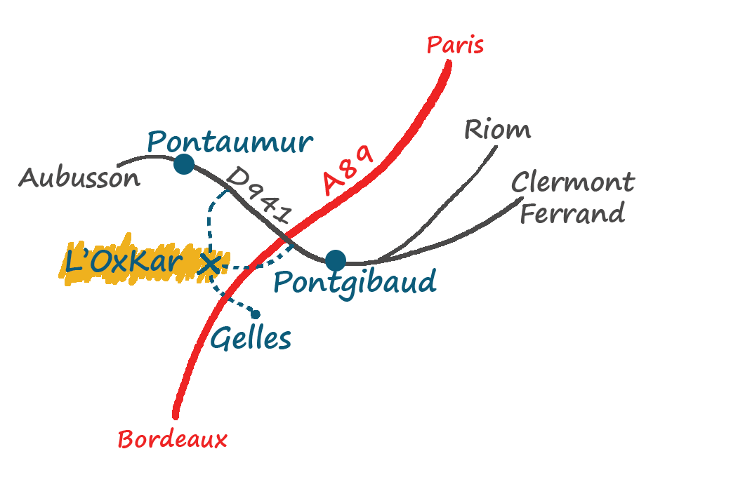 plan de localisation de L'OxKar - L'Oxygène des L'AsKar, pension canine et élevage de Border Collie à Cisternes la Forêt